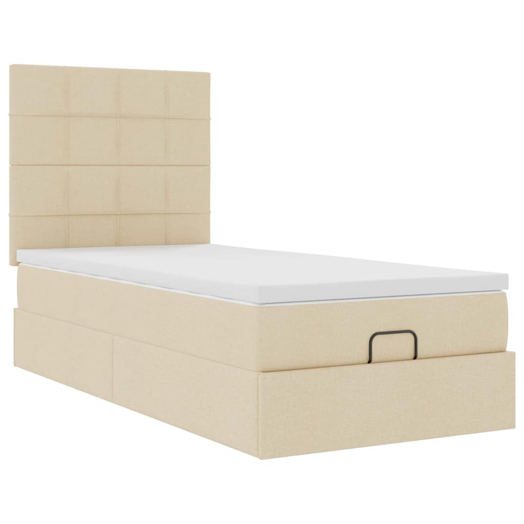 Pouf Letto con Materasso e LED Crema 90x200 cm in Tessuto | homemem39
