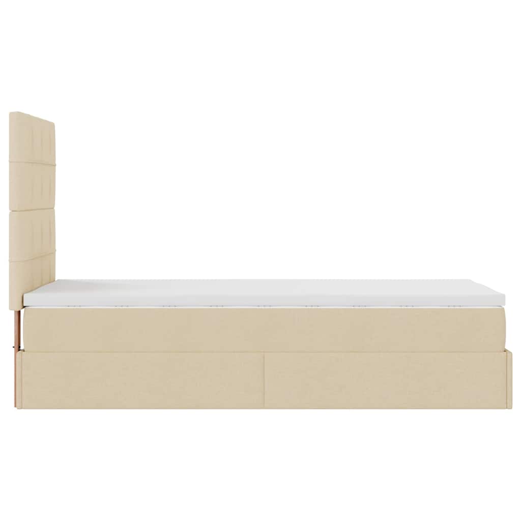 Pouf Letto con Materasso e LED Crema 90x200 cm in Tessuto | homemem39