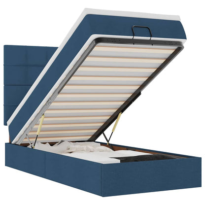Pouf Letto con Materasso e LED Blu 90x200 cm in Tessuto | homemem39