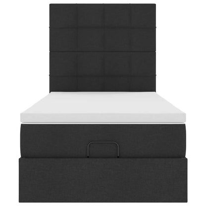 Struttura Letto Pouf con Materasso Nero 100x200 cm in Tessuto