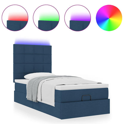 Pouf Letto con Materasso e LED Blu 100x200 cm in Tessuto | homemem39