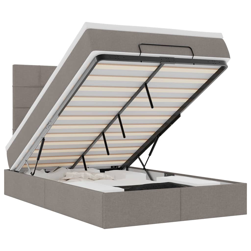 Struttura Letto Pouf con Materasso Tortora 120x190 cm Tessuto