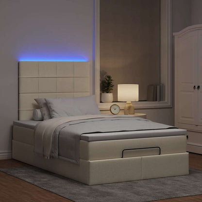 Struttura Letto Pouf con Materasso Crema 120x190 cm in Tessuto | homemem39