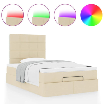 Struttura Letto Pouf con Materasso Crema 120x190 cm in Tessuto | homemem39