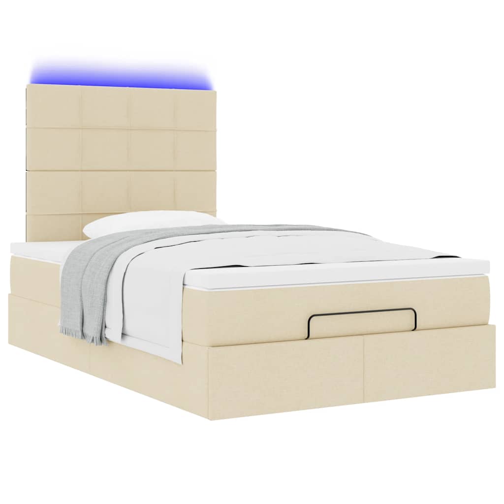 Struttura Letto Pouf con Materasso Crema 120x190 cm in Tessuto | homemem39