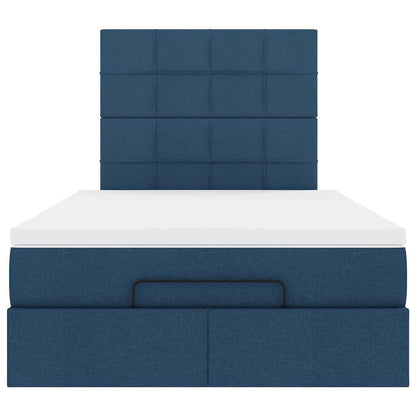 Struttura Letto Pouf con Materasso Blu 120x190 cm in Tessuto