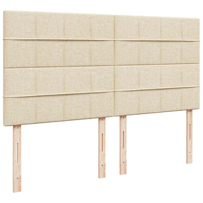 Struttura Letto Pouf con Materasso Crema 160x200 cm in Tessuto