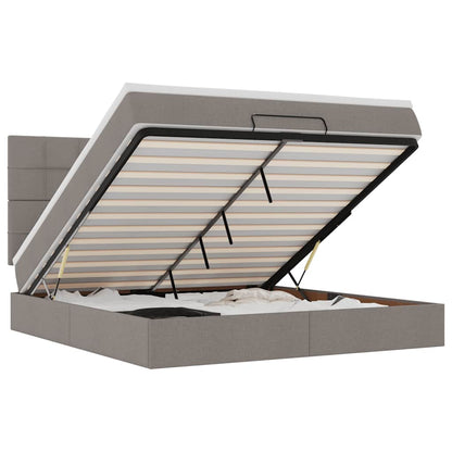 Struttura Letto Pouf con Materasso Tortora 180x200cm in Tessuto