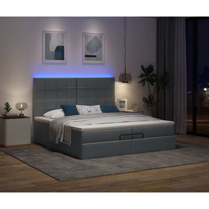 Struttura Letto Pouf con Materassi 200x200 cm in Tessuto | homemem39