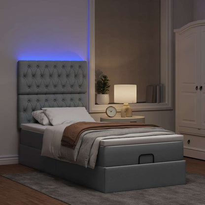 Pouf Letto con Materasso e LED Grigio Chiaro 80x200cm Tessuto | homemem39