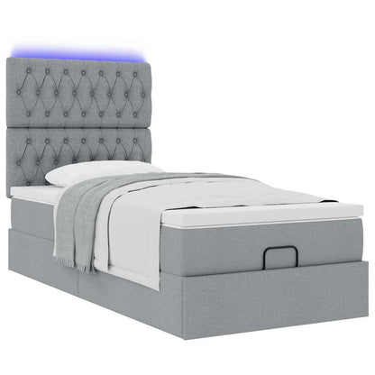 Pouf Letto con Materasso e LED Grigio Chiaro 80x200cm Tessuto | homemem39