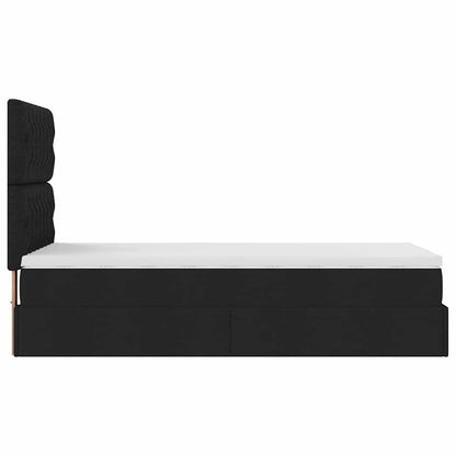 Pouf Letto con Materasso e LED Nero 80x200cm in Tessuto | homemem39