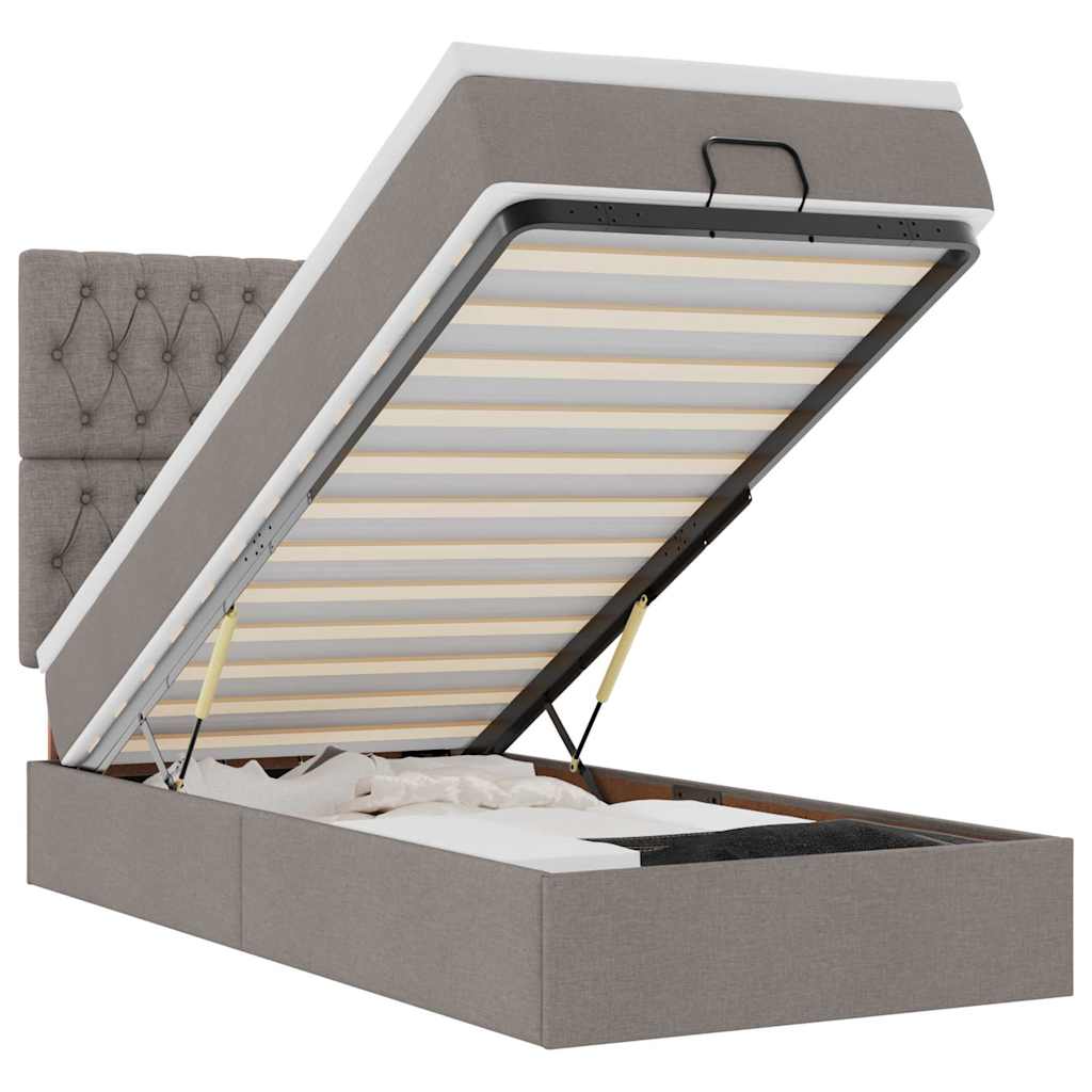 Struttura Letto Pouf con Materasso Tortora 80x200 cm in Tessuto