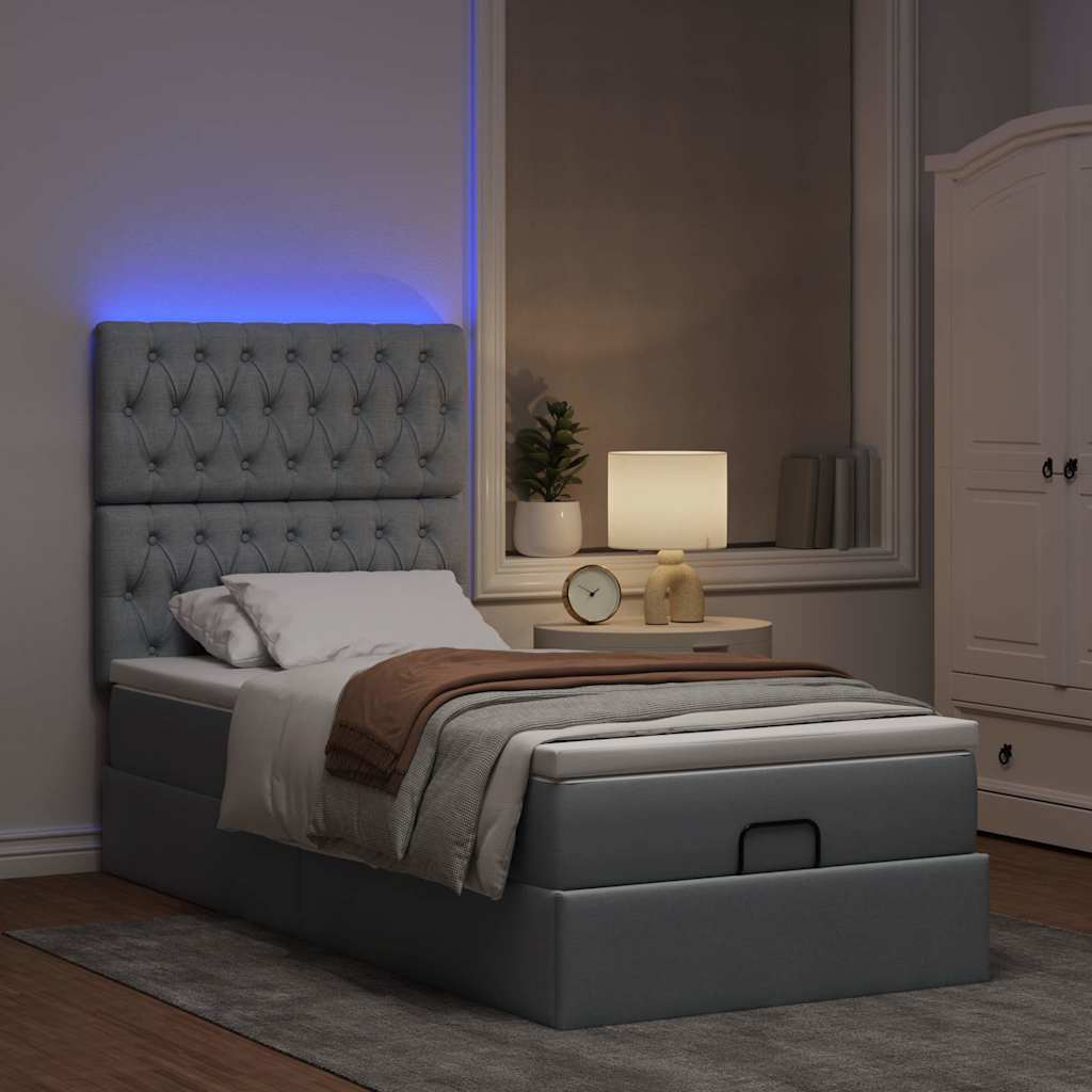 Struttura Letto Pouf con Materasso 90x190 cm in Tessuto | homemem39