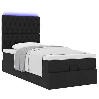 Struttura Letto Pouf con Materasso Nero 90x190 cm in Tessuto | homemem39