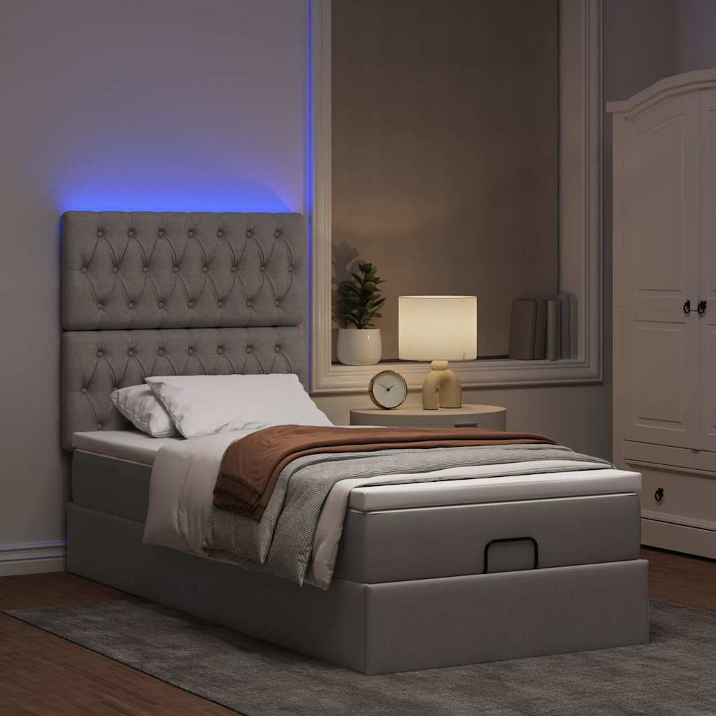 Struttura Letto Pouf con Materasso Tortora 90x190 cm in Tessuto | homemem39