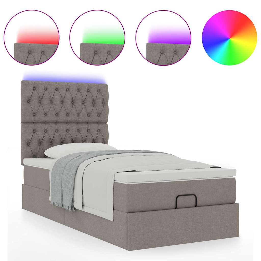 Struttura Letto Pouf con Materasso Tortora 90x190 cm in Tessuto | homemem39