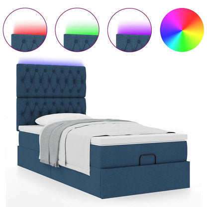 Struttura Letto Pouf con Materasso Blu 90x190 cm in Tessuto | homemem39