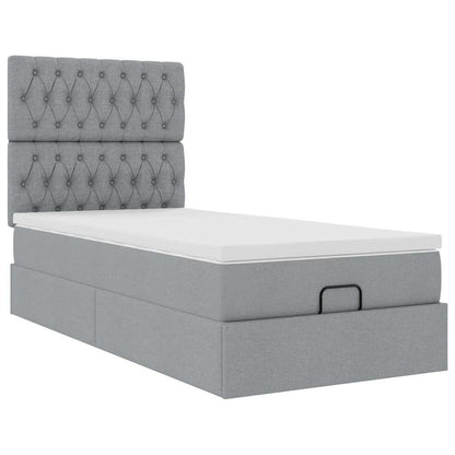 Pouf Letto con Materasso e LED Grigio Chiaro 90x200 cm Tessuto - homemem39
