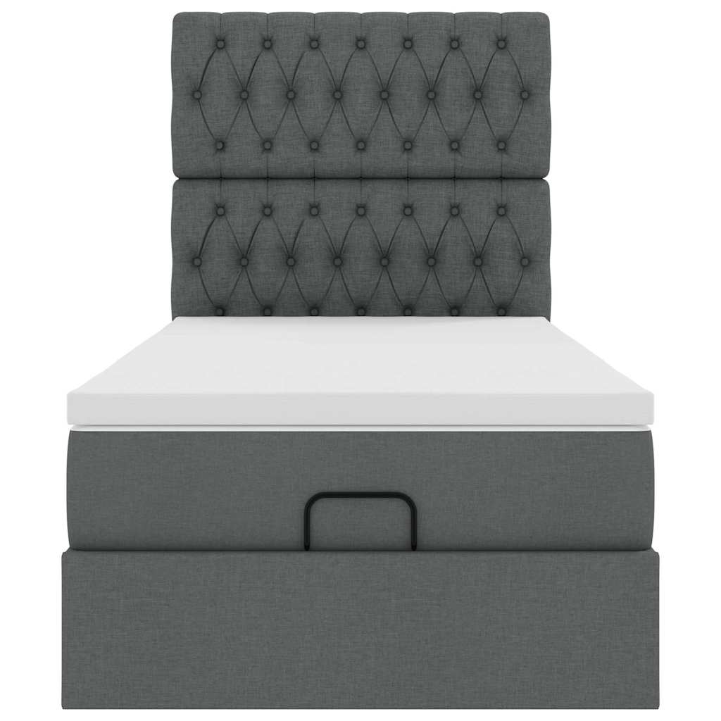 Pouf Letto con Materasso e LED Grigio Scuro 90x200 cm Tessuto - homemem39