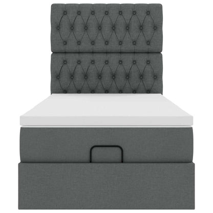 Pouf Letto con Materasso e LED Grigio Scuro 90x200 cm Tessuto - homemem39