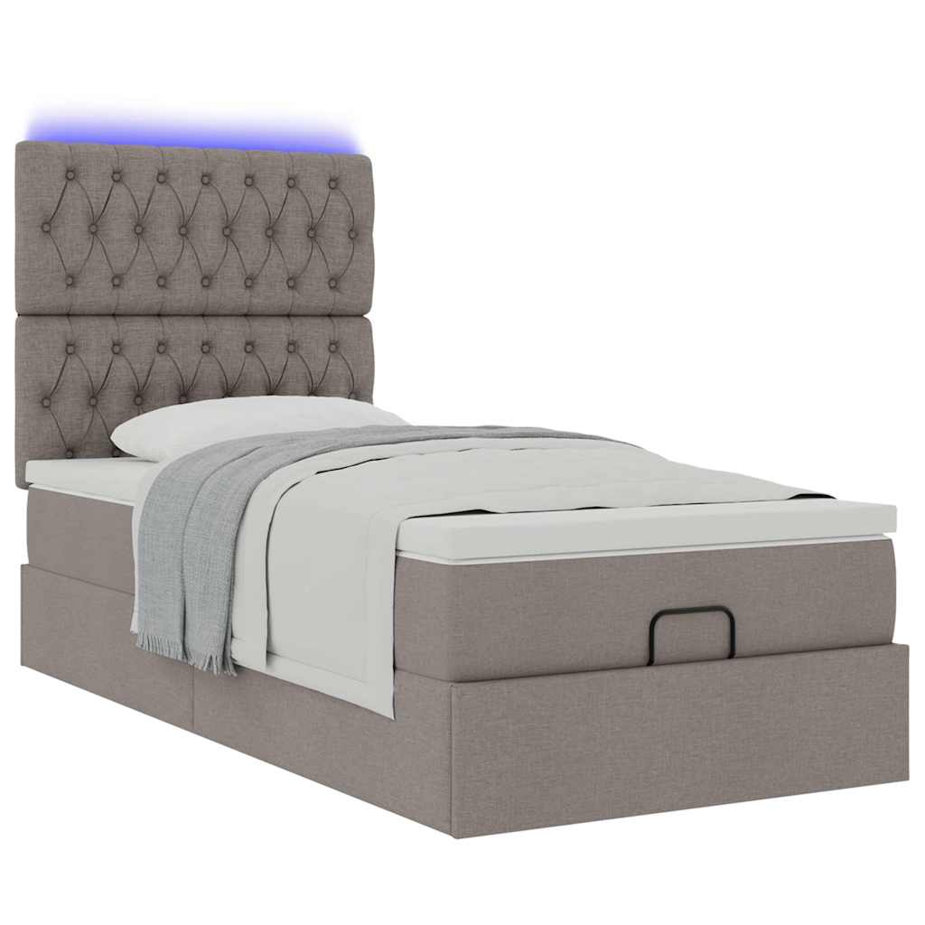 Struttura Letto Pouf con Materasso Tortora 100x200cm in Tessuto
