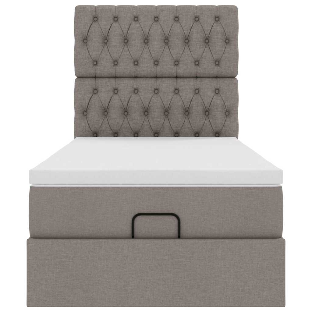 Struttura Letto Pouf con Materasso Tortora 100x200cm in Tessuto