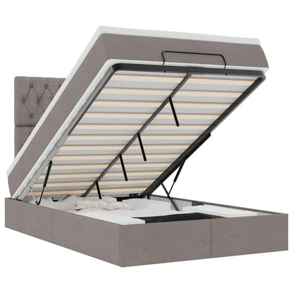 Struttura Letto Pouf con Materasso Tortora 120x190 cm Tessuto