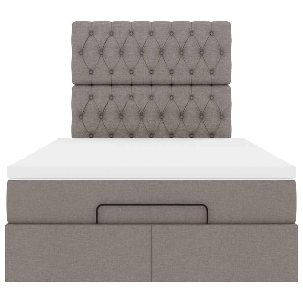 Struttura Letto Pouf con Materasso Tortora 120x190 cm Tessuto
