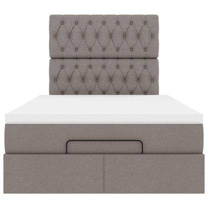 Struttura Letto Pouf con Materasso Tortora 120x190 cm Tessuto