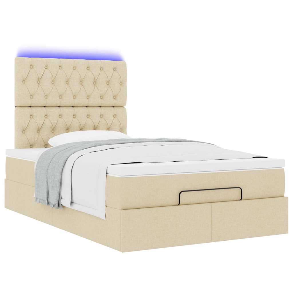 Struttura Letto Pouf con Materasso Crema 120x190 cm in Tessuto | homemem39