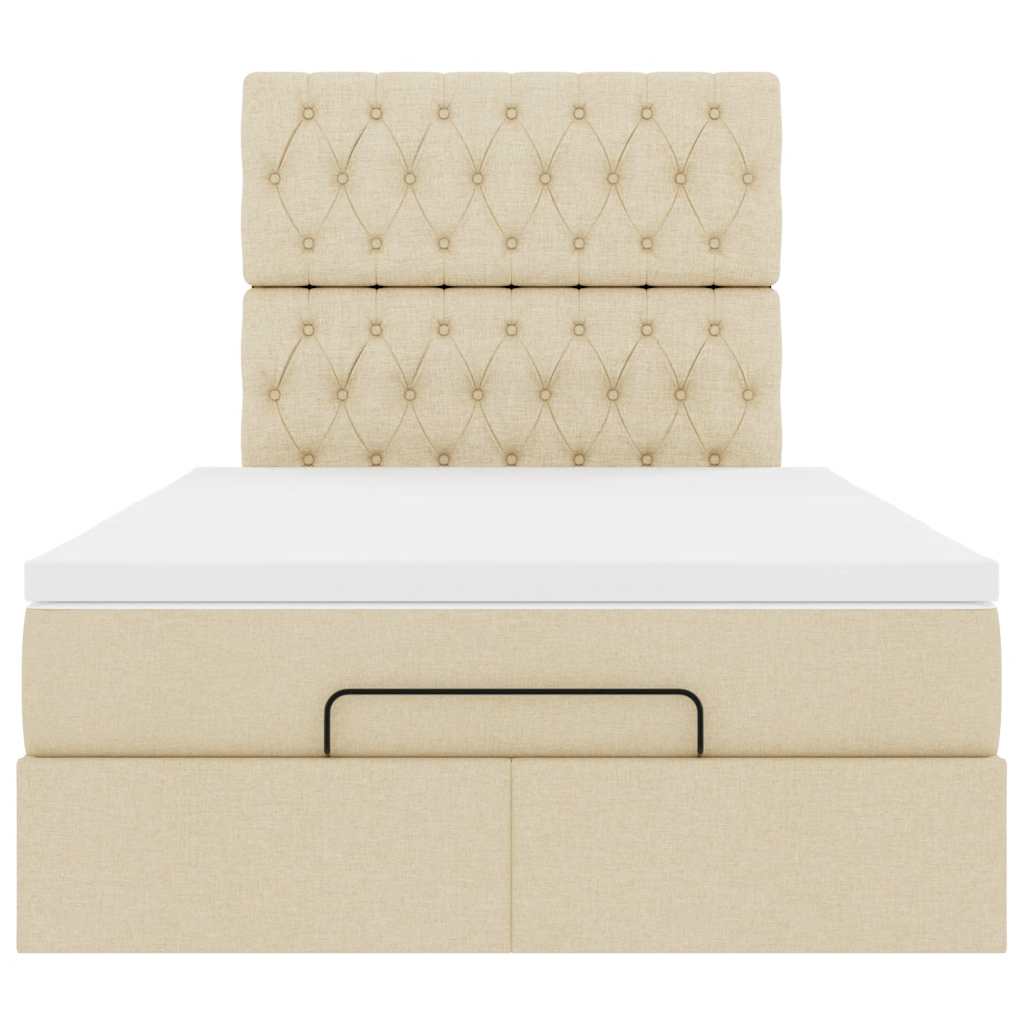 Struttura Letto Pouf con Materasso Crema 120x190 cm in Tessuto | homemem39