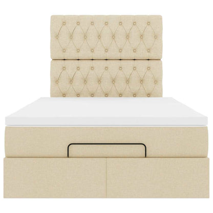 Struttura Letto Pouf con Materasso Crema 120x190 cm in Tessuto | homemem39