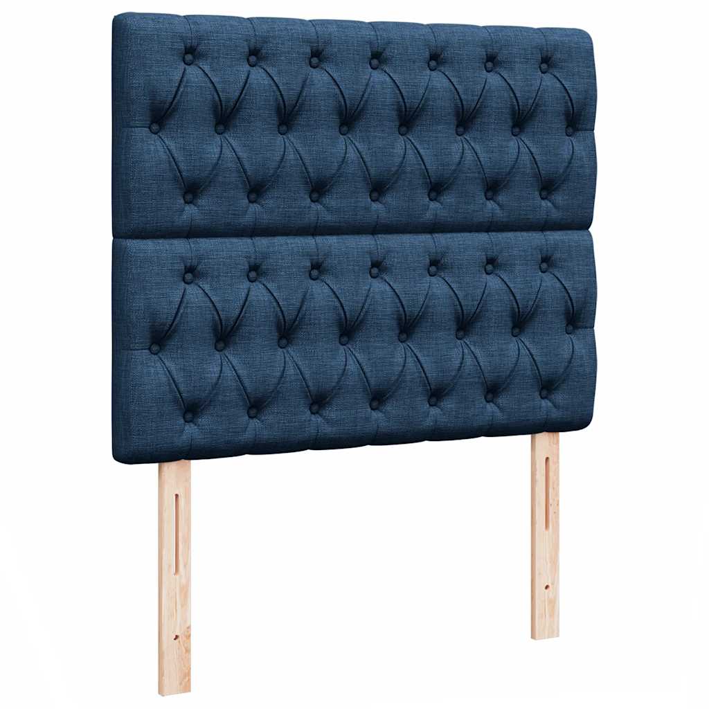 Struttura Letto Pouf con Materasso Blu 120x190 cm in Tessuto