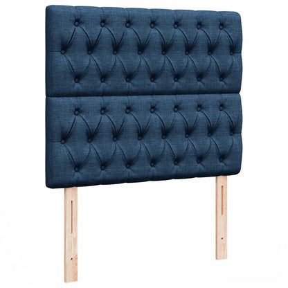 Struttura Letto Pouf con Materasso Blu 120x190 cm in Tessuto