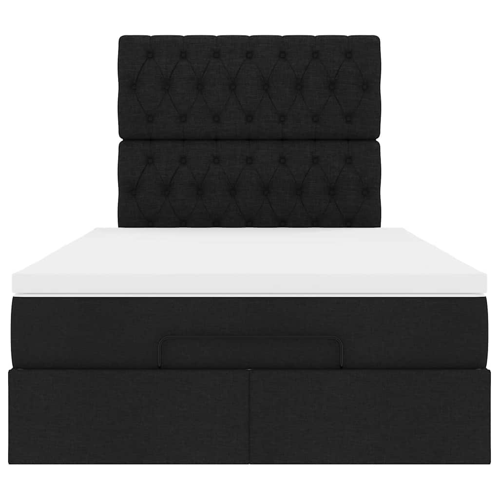 Struttura Letto Pouf con Materasso Nero 120x200 cm in Tessuto