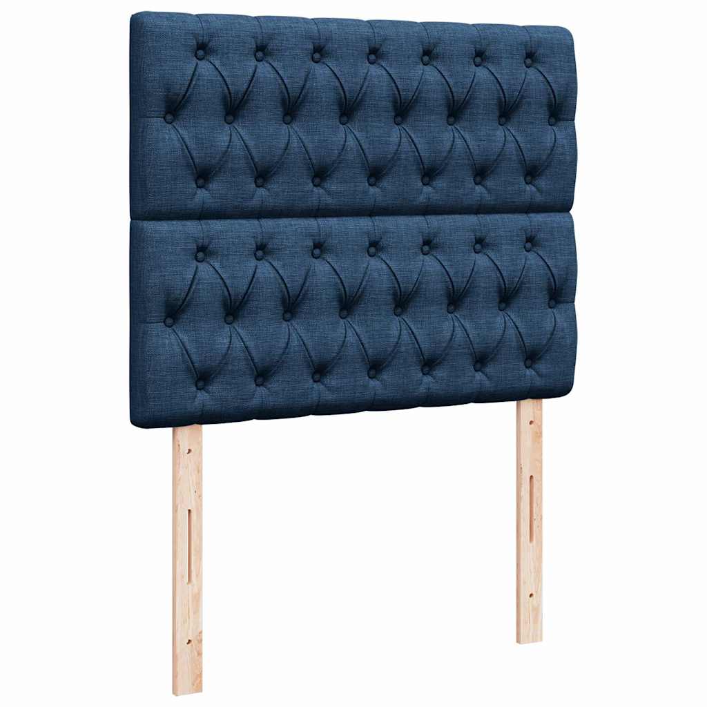 Struttura Letto Pouf con Materasso Blu 120x200 cm in Tessuto