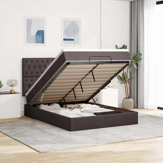 Struttura Letto Pouf con Materasso 140x200 cm in Tessuto | homemem39