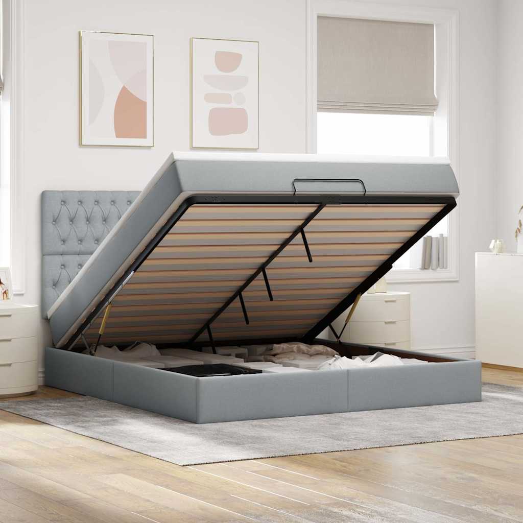 Struttura Letto Pouf con Materasso 160x200 cm in Tessuto | homemem39