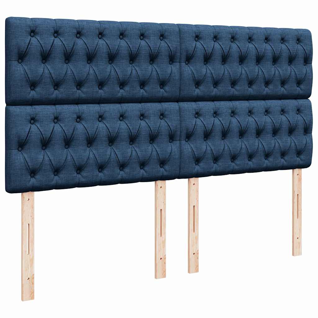 Struttura Letto Pouf con Materasso Blu 160x200 cm in Tessuto