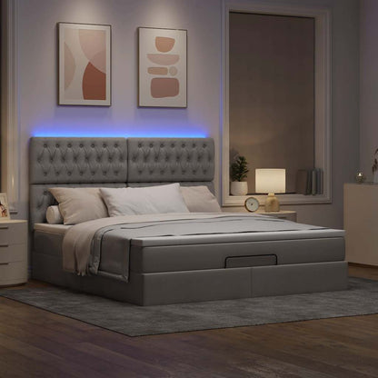 Struttura Letto Pouf con Materasso Tortora 180x200cm in Tessuto | homemem39