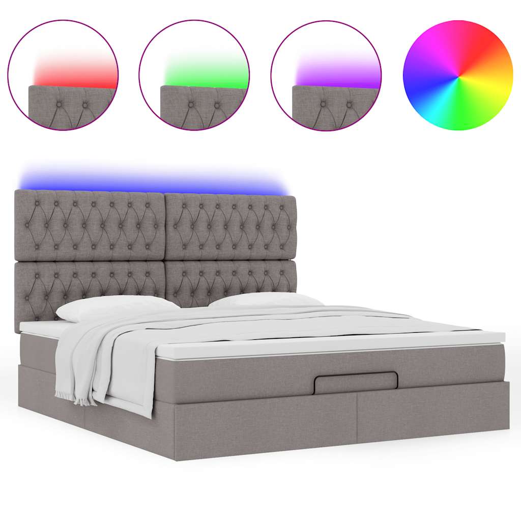 Struttura Letto Pouf con Materasso Tortora 180x200cm in Tessuto | homemem39