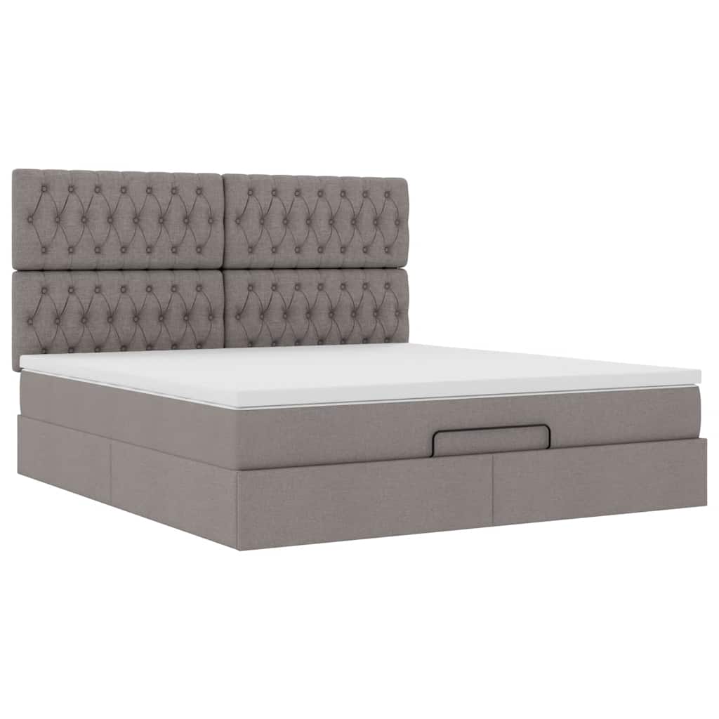 Struttura Letto Pouf con Materasso Tortora 180x200cm in Tessuto | homemem39