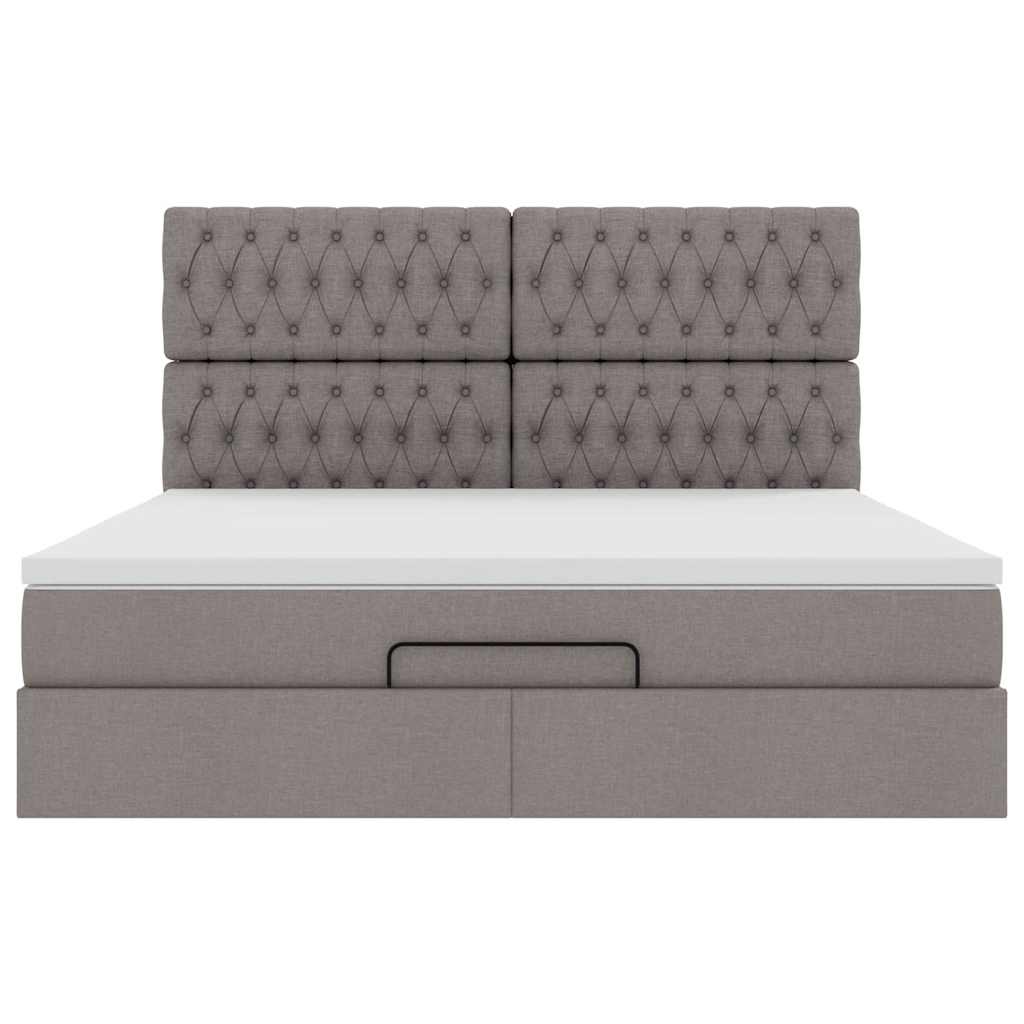 Struttura Letto Pouf con Materasso Tortora 180x200cm in Tessuto | homemem39
