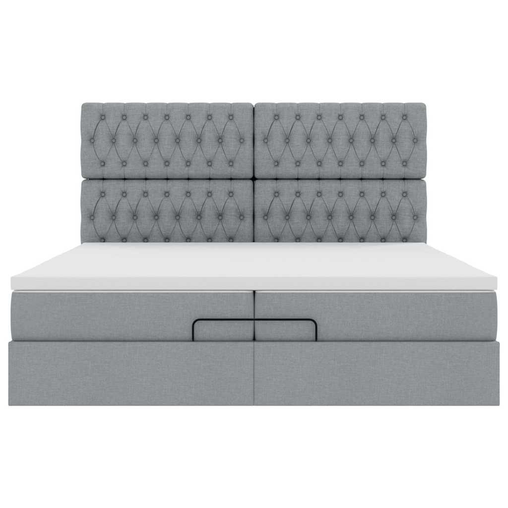 Struttura Letto Pouf con Materassi 200x200 cm in Tessuto | homemem39