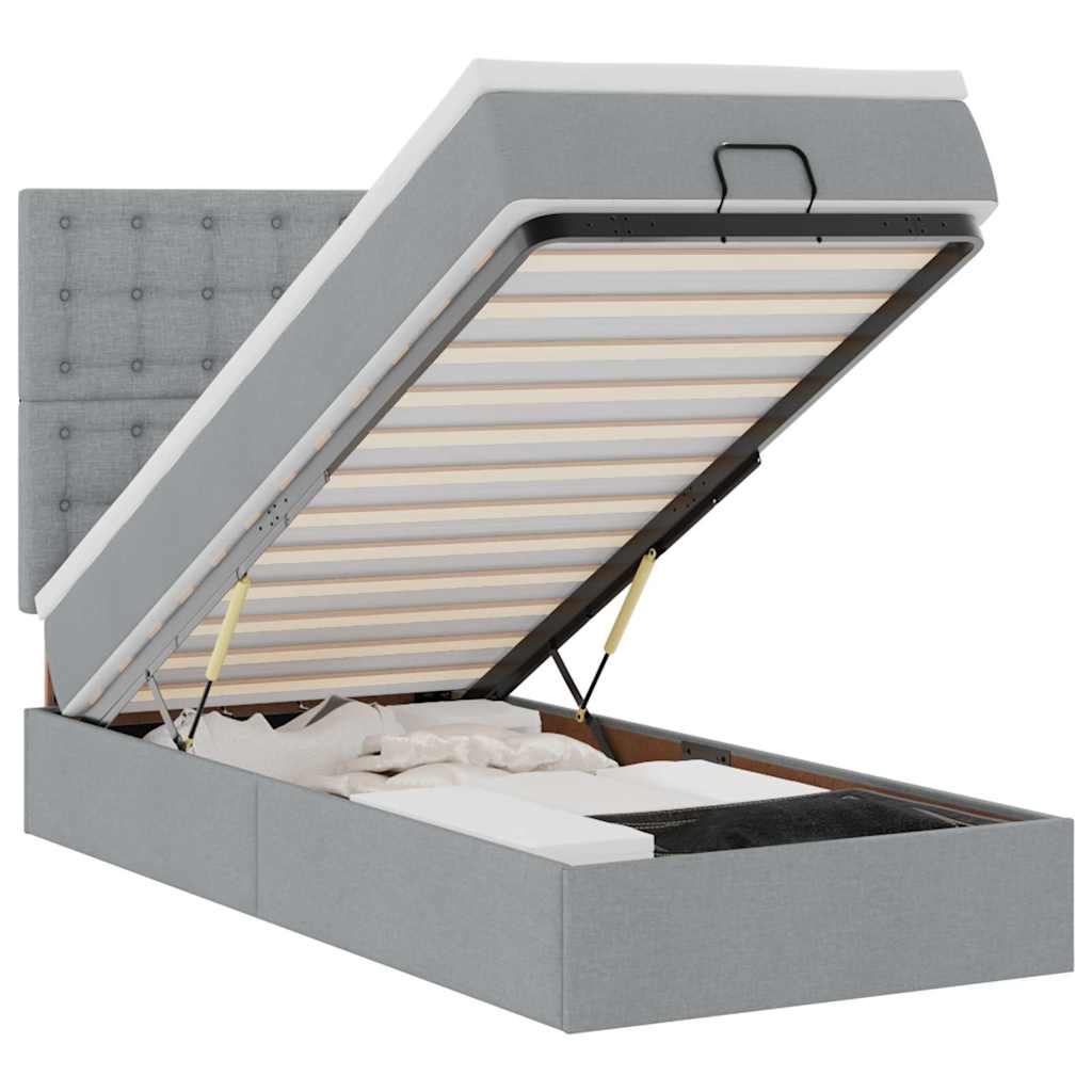 Pouf Letto con Materasso e LED Grigio Chiaro 80x200cm Tessuto | homemem39