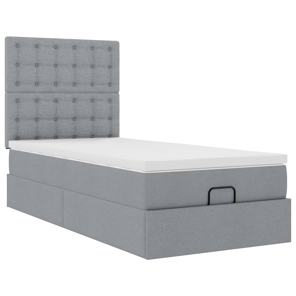 Pouf Letto con Materasso e LED Grigio Chiaro 80x200cm Tessuto | homemem39