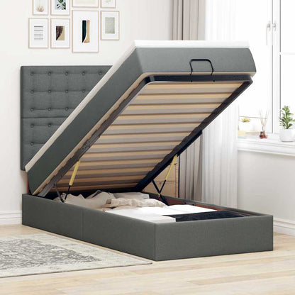 Pouf Letto con Materasso e LED Grigio Scuro 80x200cm in Tessuto | homemem39