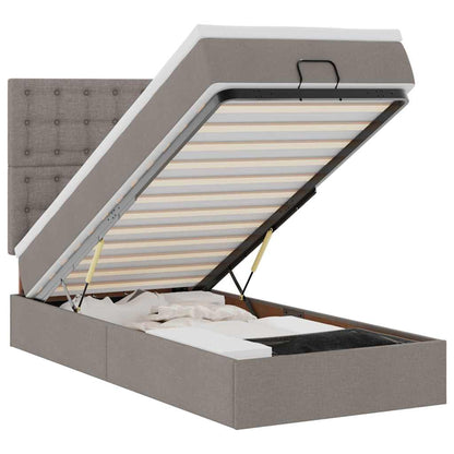 Struttura Letto Pouf con Materasso Tortora 80x200 cm in Tessuto