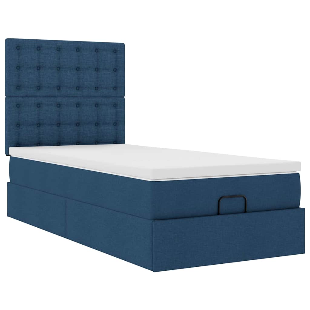 Struttura Letto Pouf con Materasso Blu 80x200 cm in Tessuto | homemem39